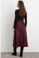 Kadın Bordo-Siyah Desenli Çan Etek MLON3007
