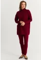 Kadın Bordo Triko Alt Üst Takım NUV9