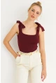 Kadın Bordo Triko Bluz YV236