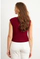 Kadın Bordo Yarım Balıkçı Desenli Bluz LPP1205