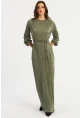 Kadın Çağla Yeşili Pilise Maxi Elbise GÇ192