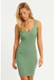 Kadın Çağla Yeşili Triko Mini Elbise SMT240