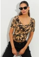 Kadın Camel Desenli Bluz LPP1224