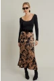 Kadın Camel Desenli Saten Etek CAR1060