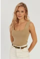 Kadın Camel Kare Yaka Triko Bluz YV80
