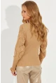 Kadın Camel Kolları Ajurlu Triko Bluz SMT218