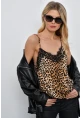 Kadın Camel Leopar Desenli Dantelli Atlet LPP50081