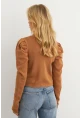 Kadın Camel Prenses Kol Balıkçı Yaka Triko Bluz SF2555