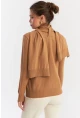 Kadın Camel Şal Aksesuarlı Triko Bluz YV286