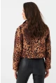 Kadın Camel-Siyah Leopar Crop Ceket ELT1001