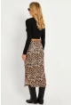 Kadın Camel-Siyah Leopar Desenli Midi Etek YLE21