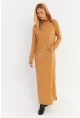 Kadın Camel Yakası Fermuarlı Maxi Sweat Elbise TF12