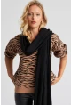 Kadın Camel Zebra Desenli Triko Kazak YZ521