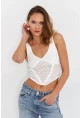 Kadın Ekru Ajurlu Crop Bluz SB030