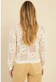 Kadın Ekru Ajurlu Triko Bluz  MZU601