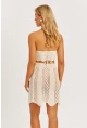 Kadın Ekru Ajurlu Triko Etek MZU608