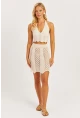 Kadın Ekru Ajurlu Triko Etek MZU608