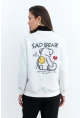 Kadın Ekru Ayıcık Baskılı Sweatshirt ZM288