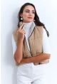 Kadın Ekru-Camel Çift Taraflı Şişme Kısa Yelek MX12