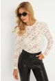 Kadın Ekru Dantel Yılbaşı Bluz AYD376