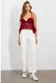 Kadın Ekru Gofre Pantolon ZH326