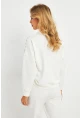 Kadın Ekru İnci Detaylı Büzgülü Sweatshirt RLO04