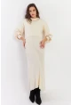 Kadın Ekru İncili Alt Üst Triko Takım NUV37
