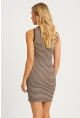 Kadın Ekru-Kahve Çizgili Mini Elbise XL2006