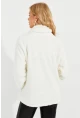 Kadın Ekru Kanguru Cep Peluş Sweatshirt Q978