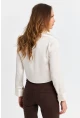 Kadın Ekru Saten Crop Gömlek ELT8052