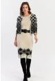 Kadın Ekru-Siyah Alt Üst Triko Desenli Takım NUV2028
