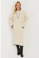 Kadın Ekru Triko Maxi Elbise MSF2538
