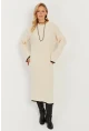 Kadın Ekru Triko Maxi Elbise SF2538