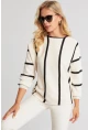 Kadın Ekru Yarasa Kol Triko Kazak YZ522
