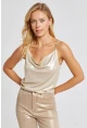 Kadın Gold Rengi Degaje Yaka Lurex Bluz LPP1250