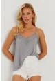 Kadın Gri Dantel Detaylı Atlet AYD265