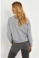 Kadın Gri İnci Detaylı Büzgülü Sweatshirt RLO04