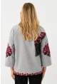 Kadın Gri Nakışlı Kaşe Ceket MQS5563