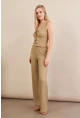 Kadın Haki Gofre Yelek Pantalon Takım FLU330