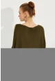 Kadın Haki Kolu Yırtmaçlı Triko Bluz SMT221