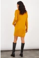 Kadın Hardal Degaje Yaka Triko Mini Elbise YV73