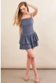 Kadın İndigo Fırfırlı Mini Elbise MOD7593