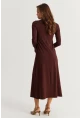 Kadın Kahverengi Balıkçı Yaka Midi Elbise HOR15