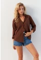 Kadın Kahverengi Basic Gömlek HNT02