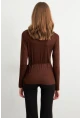Kadın Kahverengi Kruvaze Bağlamalı Bluz EY3036