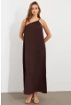 Kadın Kahverengi Maxi Basic Elbise İRE1012