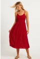 Kadın Kırmızı Astarlı Brode Midi Elbise TW70102-90