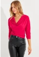 Kadın Kırmızı Degaje Yaka Bluz LPP1234