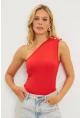 Kadın Kırmızı Düğme Detaylı Bluz EY2790