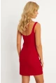 Kadın Kırmızı Kare Yaka Mini Elbise KED4291